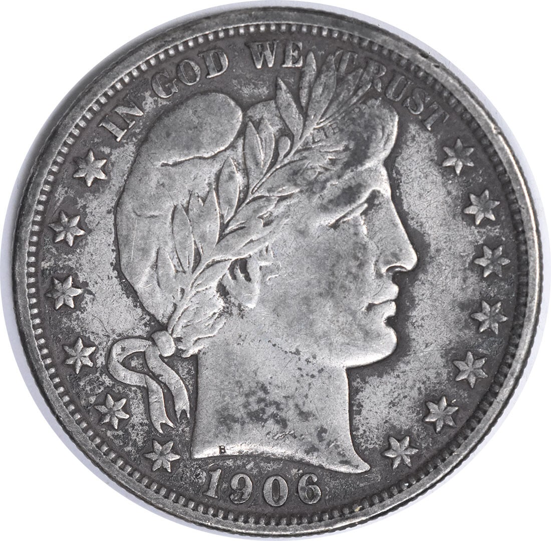 1906-D Barber Half Dollar 50C Silver Coin VF Uncertified (1 of 2)