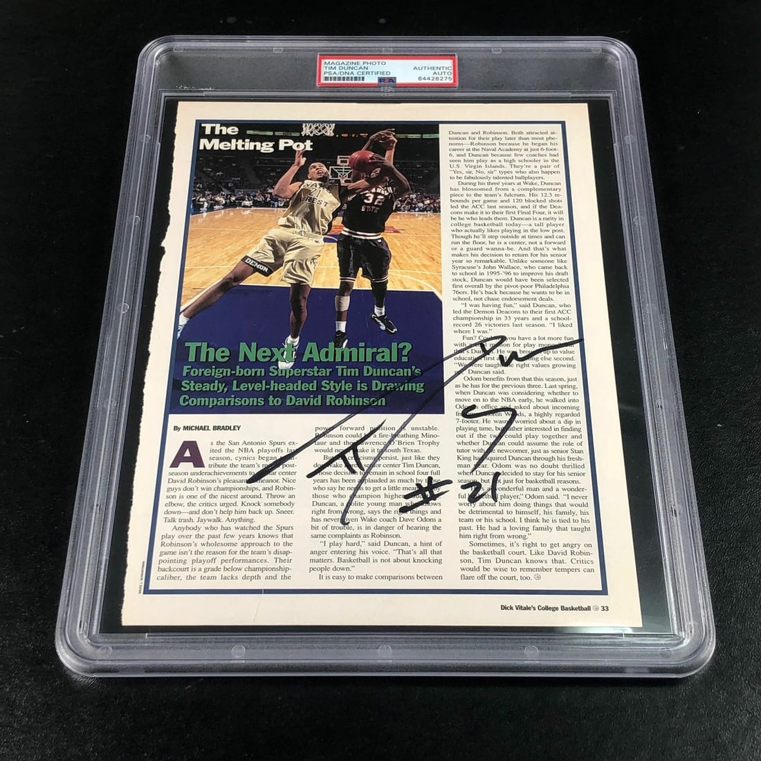 Tim Duncan Signed 8x10 Photo PSA Encapsulated San Antonio Spurs: Tim Duncan Signed 8x10 Photo PSA Encapsulated San Antonio Spurs This item features an original 8x10 magazine photograph signed by basketball legend Tim Duncan, renowned for his remarkable career with