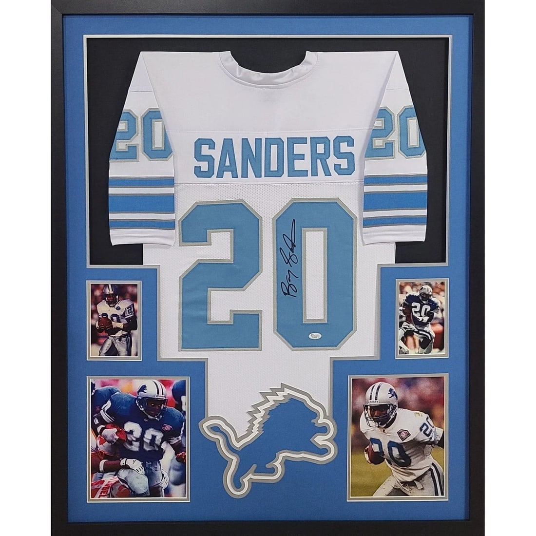 Barry Sanders Autographed Framed Jersey JSA Certified Detroit Lions: Barry Sanders Autographed Framed Jersey JSA Certified Detroit Lions This impressive framed jersey features the autograph of legendary NFL player Barry Sanders, showcasing his remarkable career with th