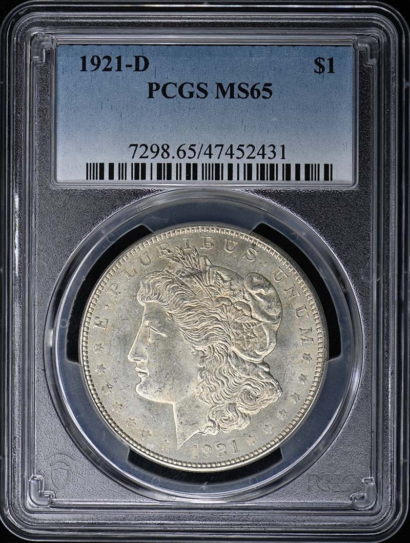 1921-D Morgan Dollar PCGS MS65 Uncirculated Coin (1 of 2)