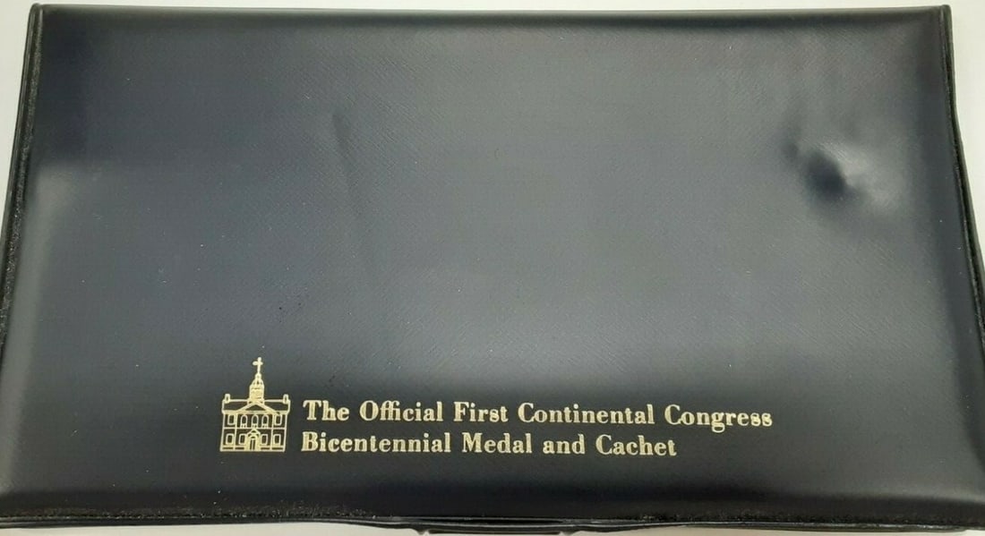 Commemorative Silver Medal with 1974 First Day Cover Stamps Honoring 1st Continental Congress: Commemorative Silver Medal with 1974 First Day Cover Stamps Honoring 1st Continental Congress This commemorative set features a 1974 Franklin Mint silver medal honoring the Bicentennial of the First C