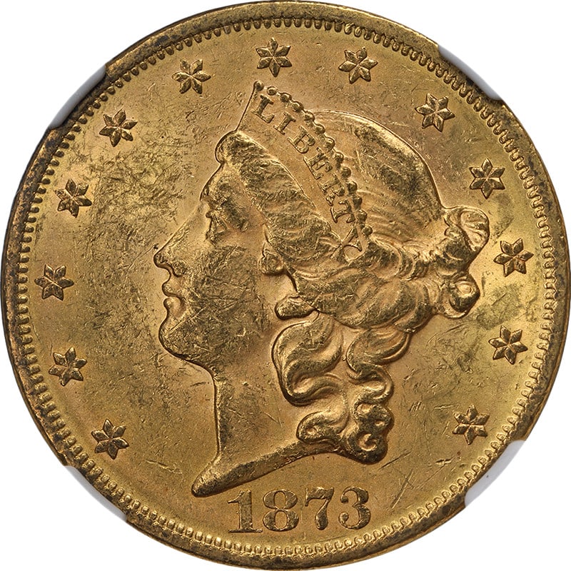 NGC MS61 1873 Liberty $20 Gold Double Eagle Open 3 CAC Certified (1 of 4)