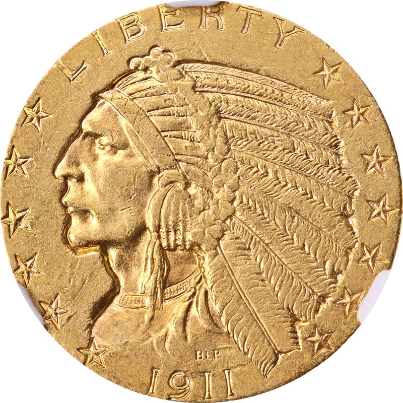 NGC AU58 1911-D Indian Head $5 Gold Coin Key Date United States: NGC AU58 1911-D Indian Head $5 Gold Coin Key Date United States This original 1911-D Indian Gold $5 coin is certified by NGC with an AU58 grade. It features great eye appeal, a nice strike, and attrac