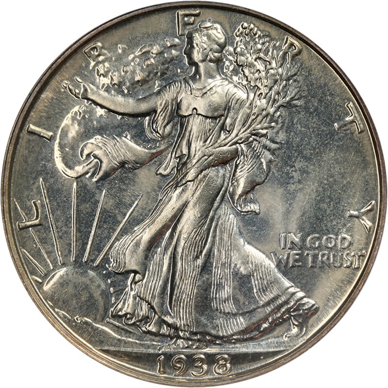 NGC PF66 1938 Silver Walking Liberty Half Dollar Philadelphia Mint: NGC PF66 1938 Silver Walking Liberty Half Dollar Philadelphia Mint This 1938-P Walking Liberty Half Dollar is graded PF66 by NGC, indicating a high-quality proof coin with superb eye appeal, strong st