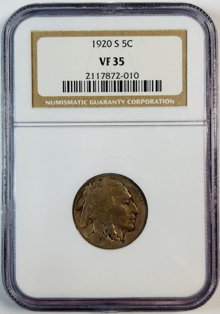 1920 S Buffalo Nickel NGC VF-35 Certified 5 Cents USA (1 of 2)