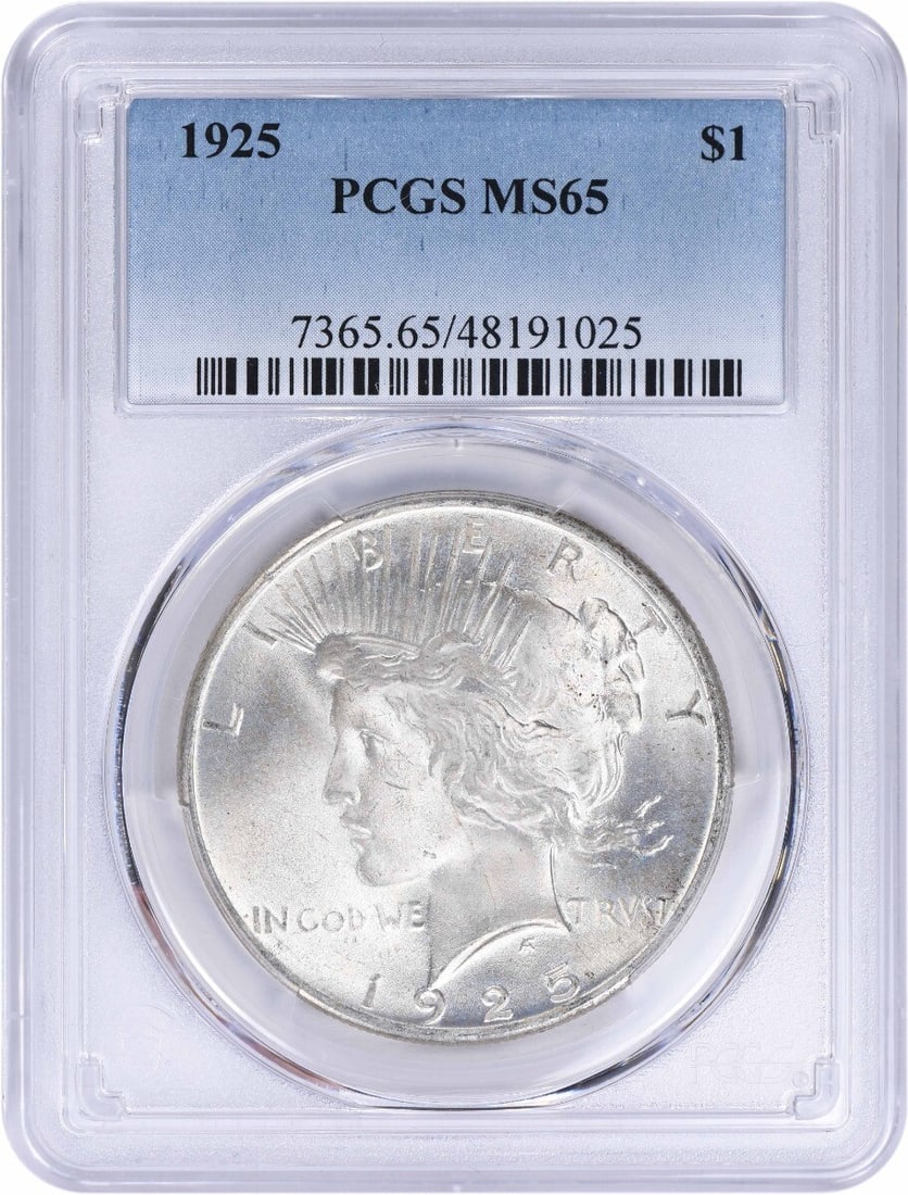 1925 Peace Silver Dollar MS65 PCGS Uncirculated Coin (1 of 2)