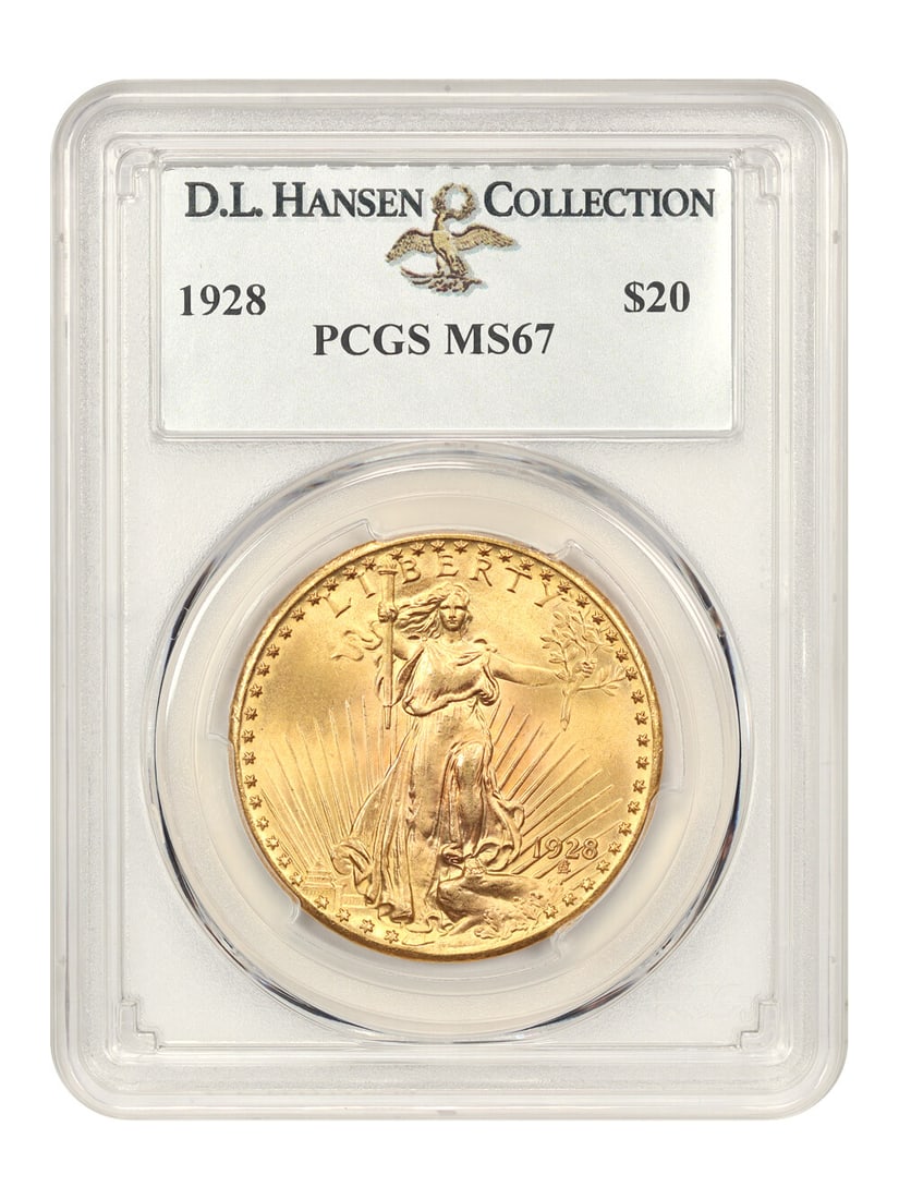 1928 $20 St. Gaudens Gold Coin PCGS MS67 D.L. Hansen (1 of 4)