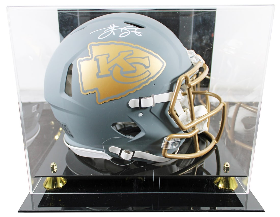 Travis Kelce Signed Kansas City Chiefs Slate Proline Helmet with Beckett Authentication: Travis Kelce Signed Kansas City Chiefs Slate Proline Helmet with Beckett Authentication This Kansas City Chiefs Travis Kelce Signed Slate Full Size Speed Proline Helmet is a must-have for any football