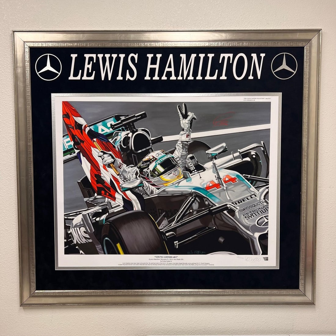 Lewis Hamilton Signed Custom Framed Lithograph 28 x 36 PSA Fanatics Mercedes F1: Lewis Hamilton Signed Custom Framed Lithograph 28 x 36 PSA Fanatics Mercedes F1 This stunning custom framed lithograph print features the autograph of Formula 1 legend Lewis Hamilton, a true icon in r