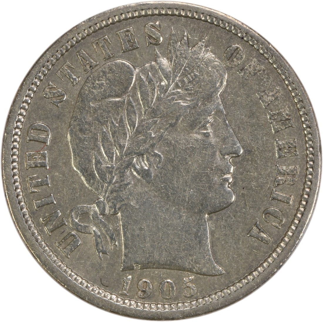 1905-O Barber Silver Dime AU Uncertified New Orleans Mint (1 of 2)