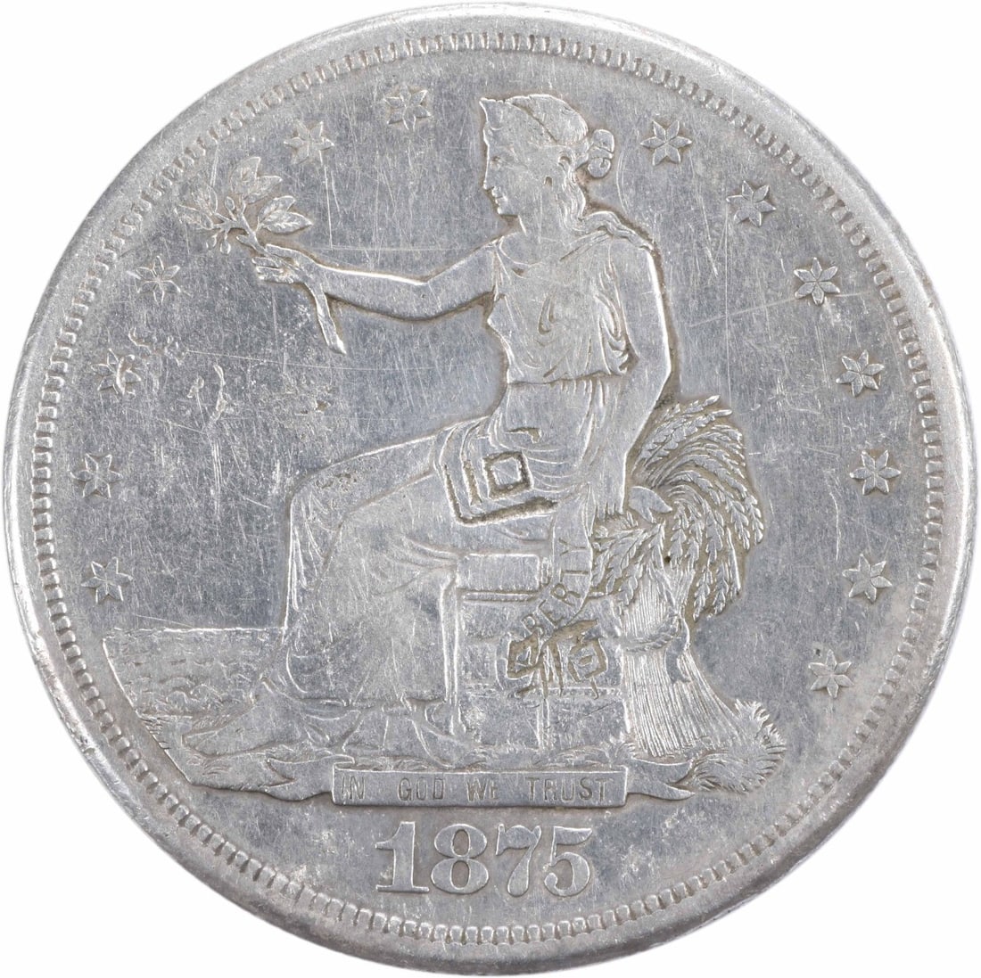 1875-S Trade Dollar EF Uncertified Silver Coin #1156 (1 of 2)