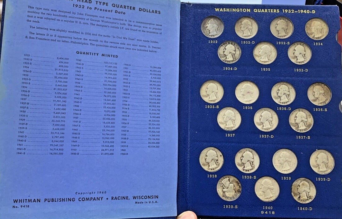 Washington Quarters 1932-1964 Silver Collection in Whitman Deluxe Album (1 of 6)