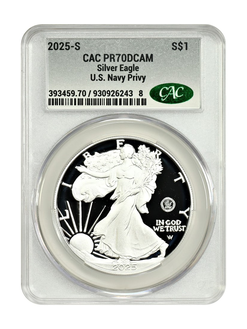 2025 Silver Eagle Navy Privy CACG PR70DCAM $1 Coin San Francisco (1 of 4)