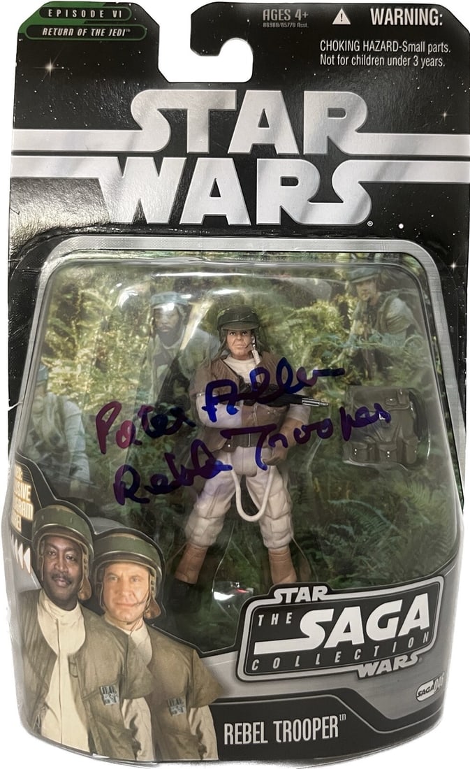 2004 Star Wars Saga Rebel Trooper Figure Signed by Peter Allen Beckett Authenticated: 2004 Star Wars Saga Rebel Trooper Figure Signed by Peter Allen Beckett Authenticated This is a 2004 Hasbro Star Wars Saga Collection action figure featuring a Rebel Trooper, signed by Peter Allen, who