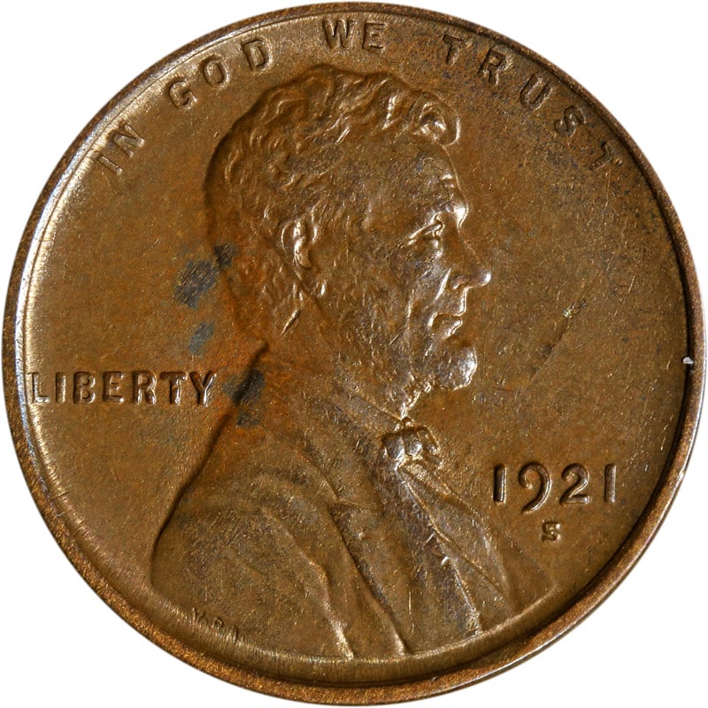 1921-S Lincoln Cent Copper Coin Circulated Uncertified (1 of 2)