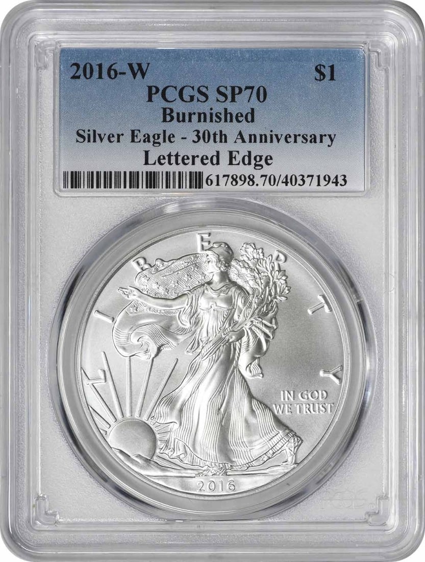 2016-W American Silver Eagle Burnished SP70 PCGS 30th Anniversary (1 of 2)
