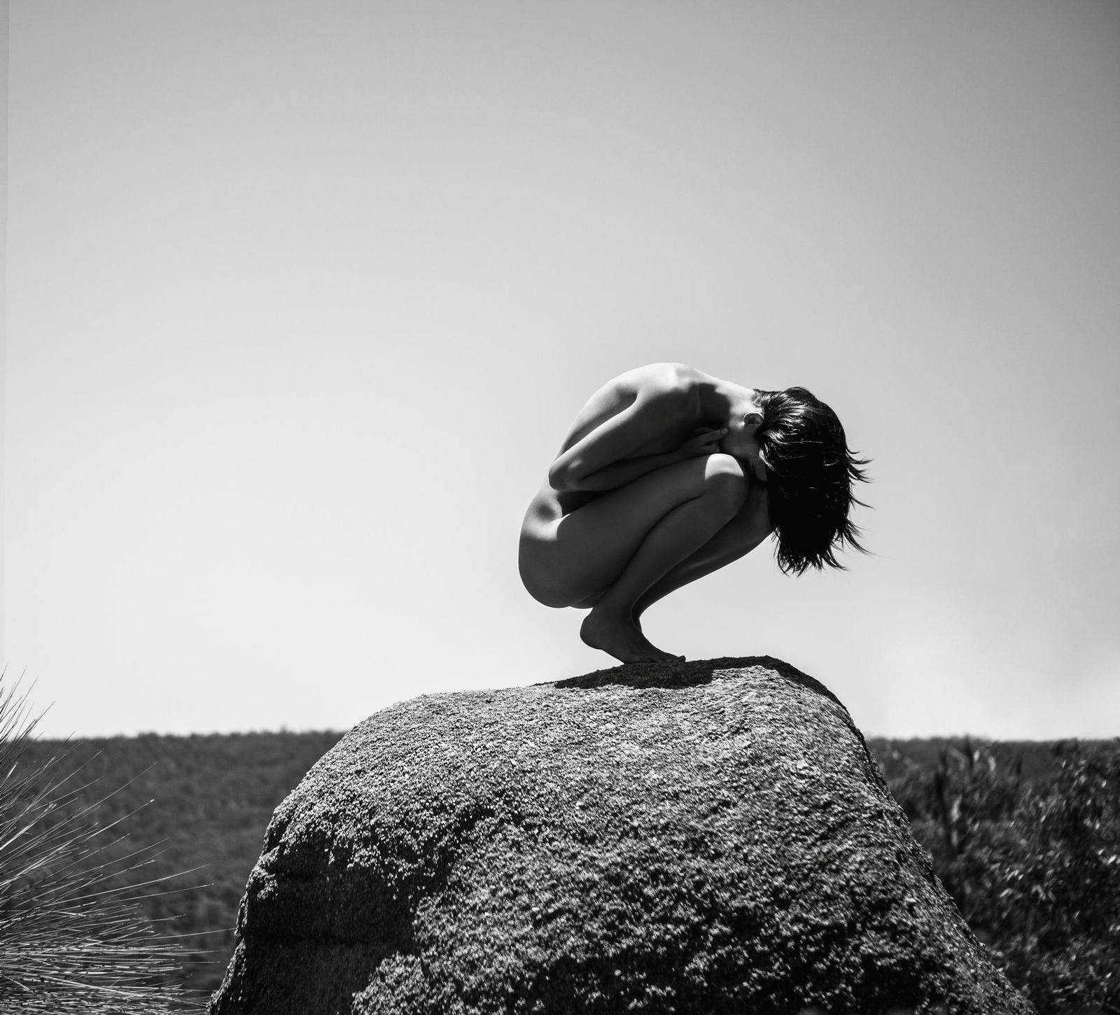 30 x 30 in Archival Pigment Nude Print Edition 1 of 7 by Aaron McPolin: 30 x 30 in Archival Pigment Nude Print Edition 1 of 7 by Aaron McPolin "Grounding" is a contemporary archival pigment print by Aaron McPolin, part of "The Garden" series. This fine art nude photograph