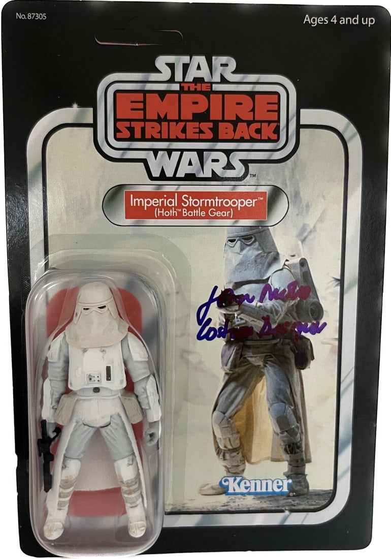 Beckett Authenticated John Mollo Signed 2004 Star Wars Snowtrooper Figure: Beckett Authenticated John Mollo Signed 2004 Star Wars Snowtrooper Figure This is a 2004 Star Wars ESB Snowtrooper action figure from the Original Trilogy Collection, produced by Kenner. The figure is