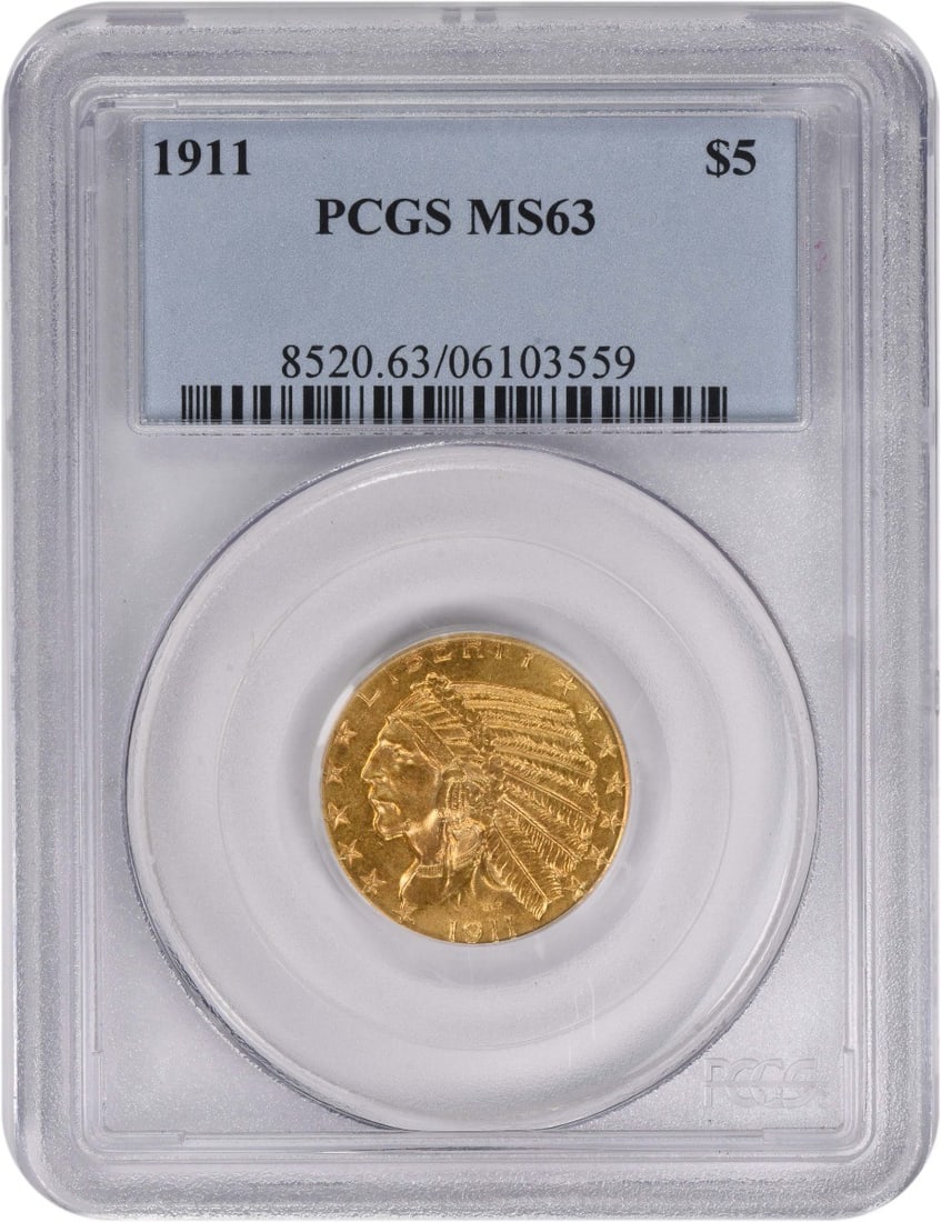1911 Indian Head $5 Gold Coin PCGS MS63 Philadelphia Mint (1 of 4)