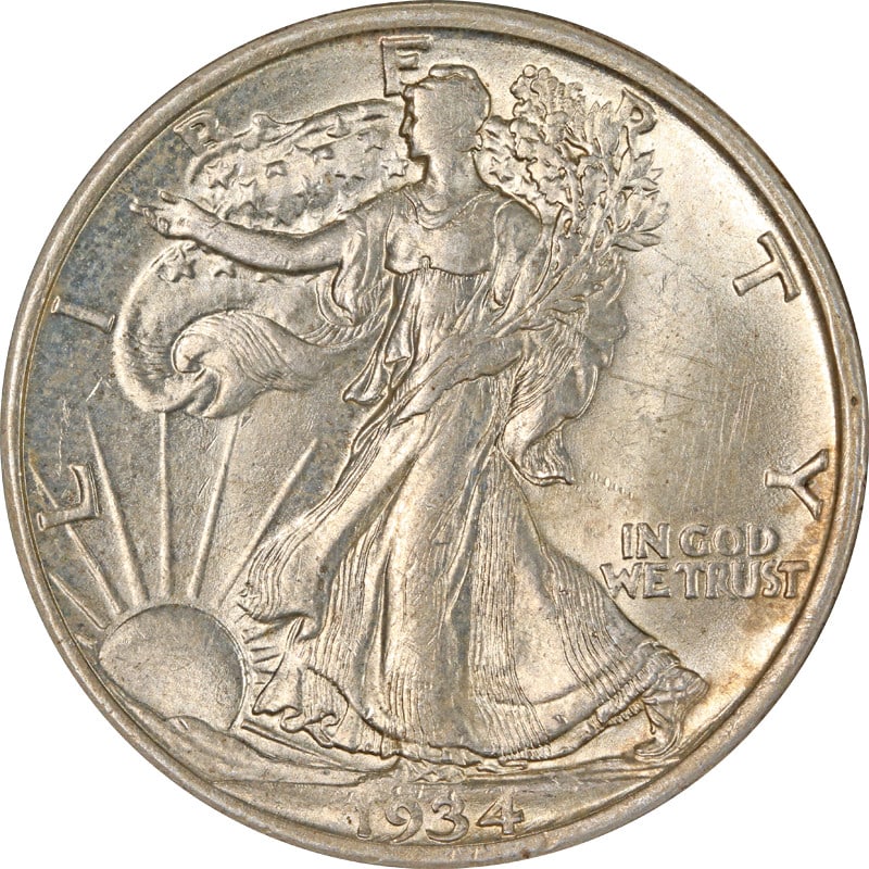 1934 Denver Mint Silver Half Dollar Walking Liberty Type (1 of 2)