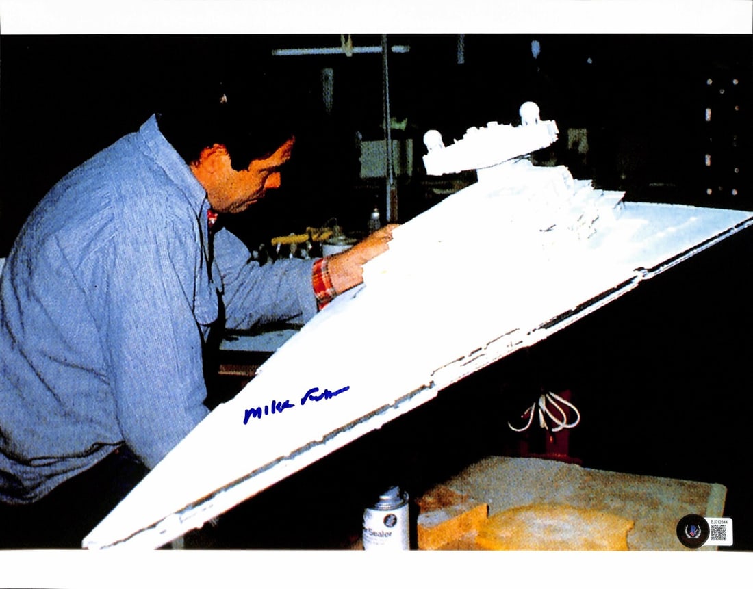 11x14 Star Wars Empire Photo Signed by Mike Fulmer Certified by Beckett: 11x14 Star Wars Empire Photo Signed by Mike Fulmer Certified by Beckett This is an original 11x14 photograph signed by Mike Fulmer, a miniature model maker for Industrial Light and Magic (ILM) who con