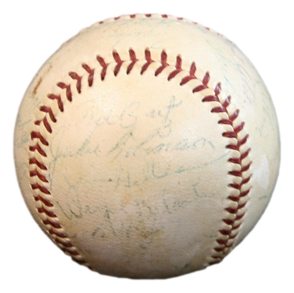 Jackie Robinson 1955 Brooklyn Dodgers Signed Baseball 26 Autographs PSA (1 of 6)