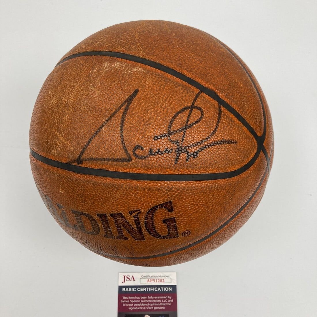 Scottie Pippen Signed Game Used Bulls Basketball with JSA COA (1 of 9)