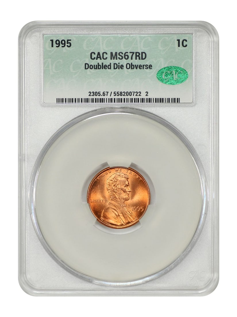 1995 Lincoln Cent DDO CACG MS67RD Uncirculated Coin (1 of 4)
