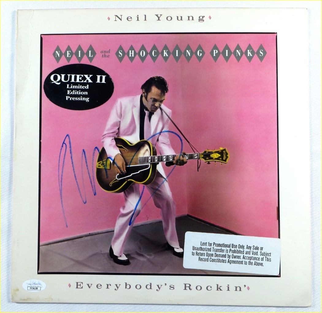 Neil Young Autographed Album Cover Everybody's Rockin' JSA Authenticated: Neil Young Autographed Album Cover Everybody's Rockin' JSA Authenticated This is a Neil Young signed autographed record album cover for 'Everybody's Rockin'. The item is an original piece and comes au