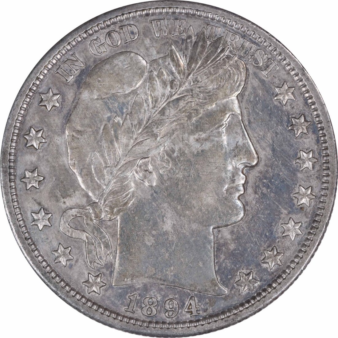 1894-S Barber Silver Half Dollar Uncertified 90% Silver 50C Coin (1 of 2)