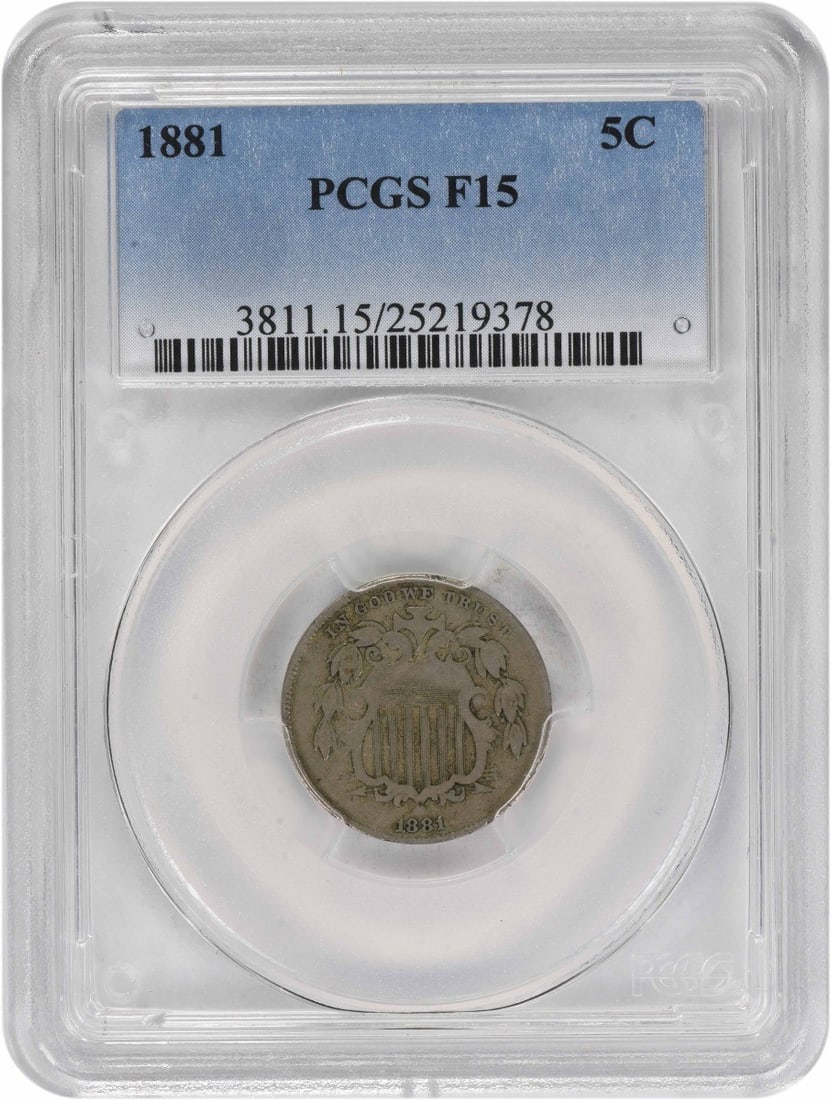 PCGS Graded 1881 United States Shield Nickel Five Cent Coin (1 of 2)