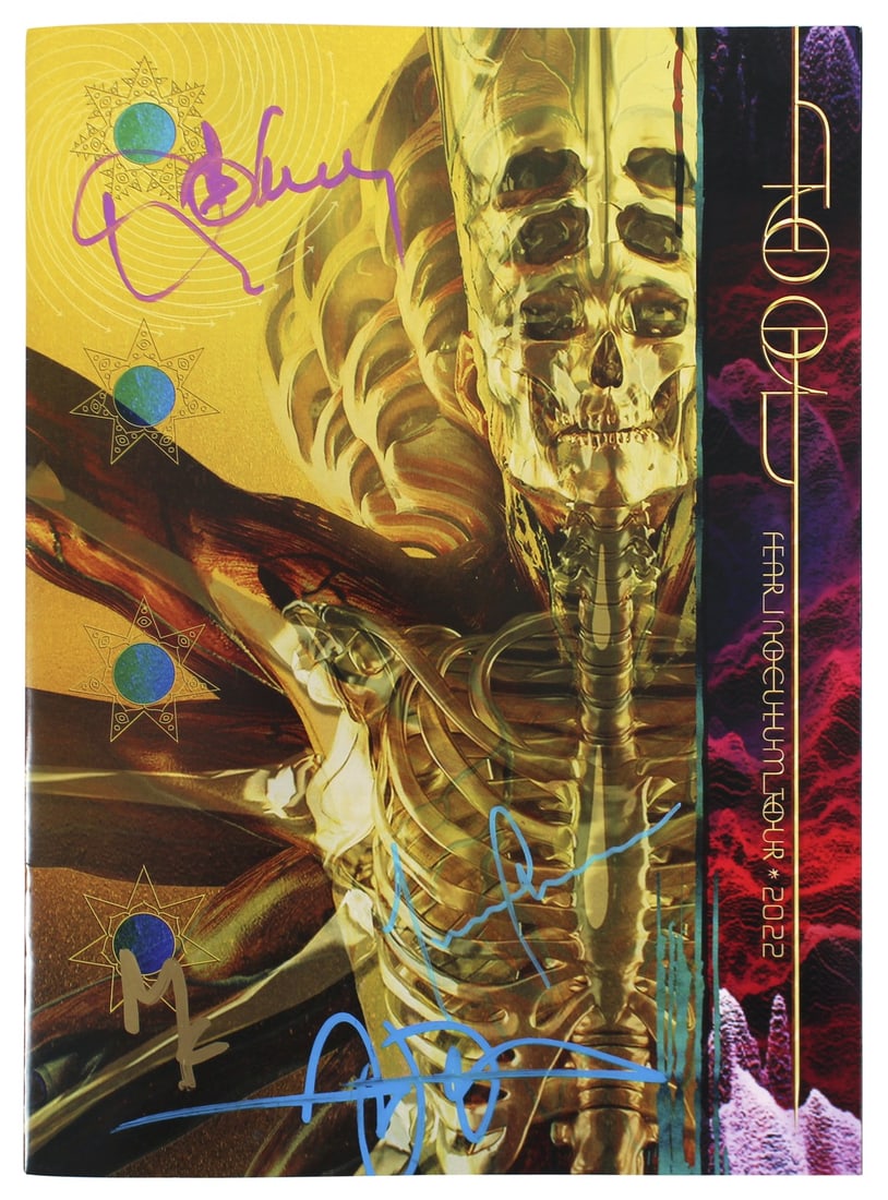 Tool Signed Fear Inoculum Tour Program by Keenan Jones Carey Chancellor COA: Tool Signed Fear Inoculum Tour Program by Keenan Jones Carey Chancellor COA This original Fear Inoculum Tour Program has been personally signed by the iconic members of Tool: Maynard James Keenan, Ada
