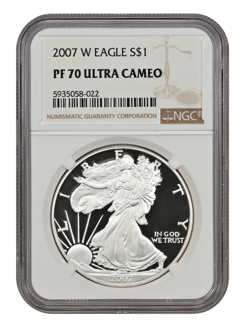NGC PR70DCAM 2007-W Silver Eagle Dollar Proof Coin 1 oz (1 of 2)