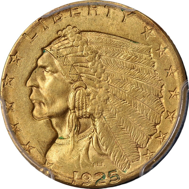 PCGS Certified 1925-D Indian $2.50 Gold Coin Unc Details (1 of 4)