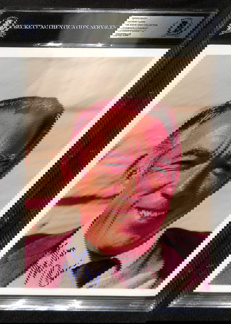 Anthony Quinn Signed Zorba 8x10 Photo Auto Grade 10 Beckett: Anthony Quinn Signed Zorba 8x10 Photo Auto Grade 10 Beckett This stunning 8x10 color photograph features the renowned actor Anthony Quinn, known for his iconic role in 'Zorba the Greek.' The photograp