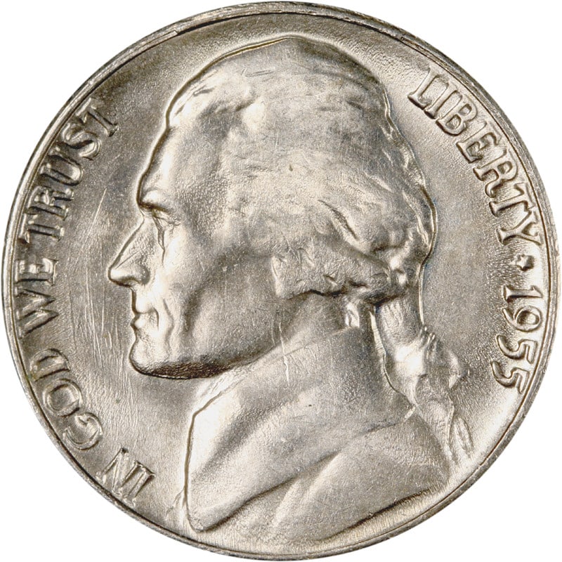 Circulated 1955 D Over S Jefferson Nickel United States (1 of 2)