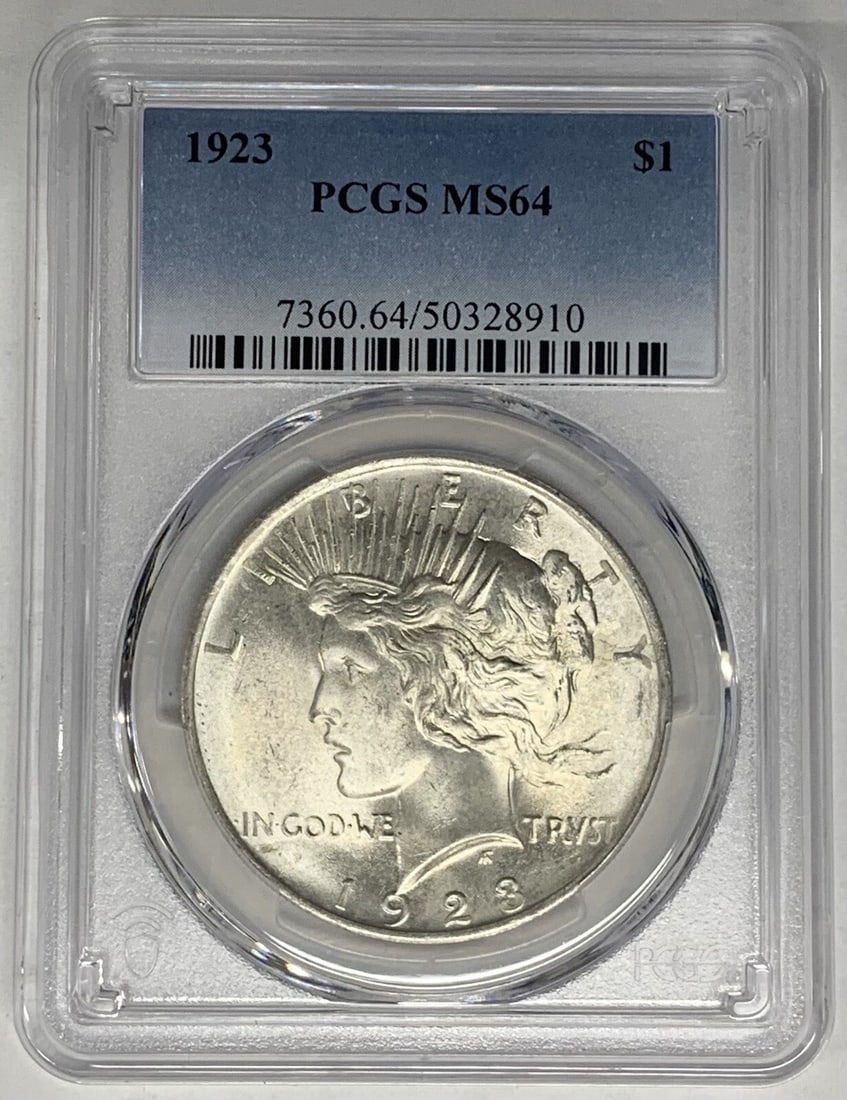 Set of 10 1923 Peace Silver Dollars PCGS MS 64 Certified (1 of 2)