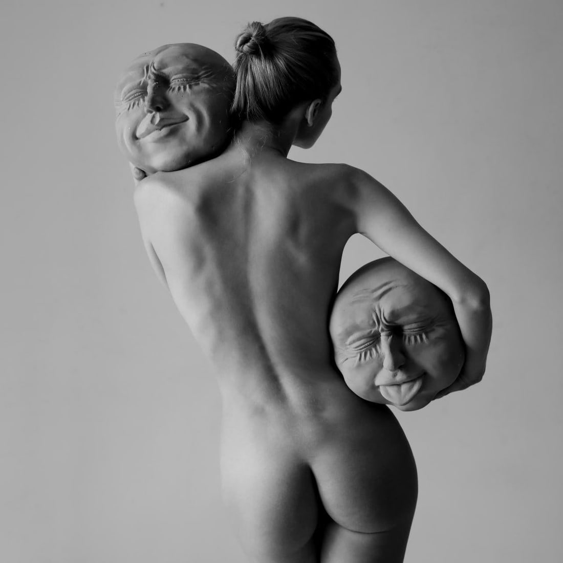 Faces 3 Black and White Photography 39 x 39 Edition 1 of 3 by Olha Stepanian: Faces 3 Black and White Photography 39 x 39 Edition 1 of 3 by Olha Stepanian Experience the striking beauty of "Faces 3," a captivating black and white photograph by artist Olha Stepanian. Created in