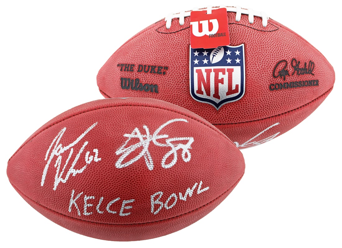Travis Kelce Jason Kelce Signed NFL Duke Football Kelce Bowl BAS Authenticated: Travis Kelce Jason Kelce Signed NFL Duke Football Kelce Bowl BAS Authenticated This Official Wilson 2020 "The Duke" NFL Football is a must-have for any football fan, featuring the autographs of both T