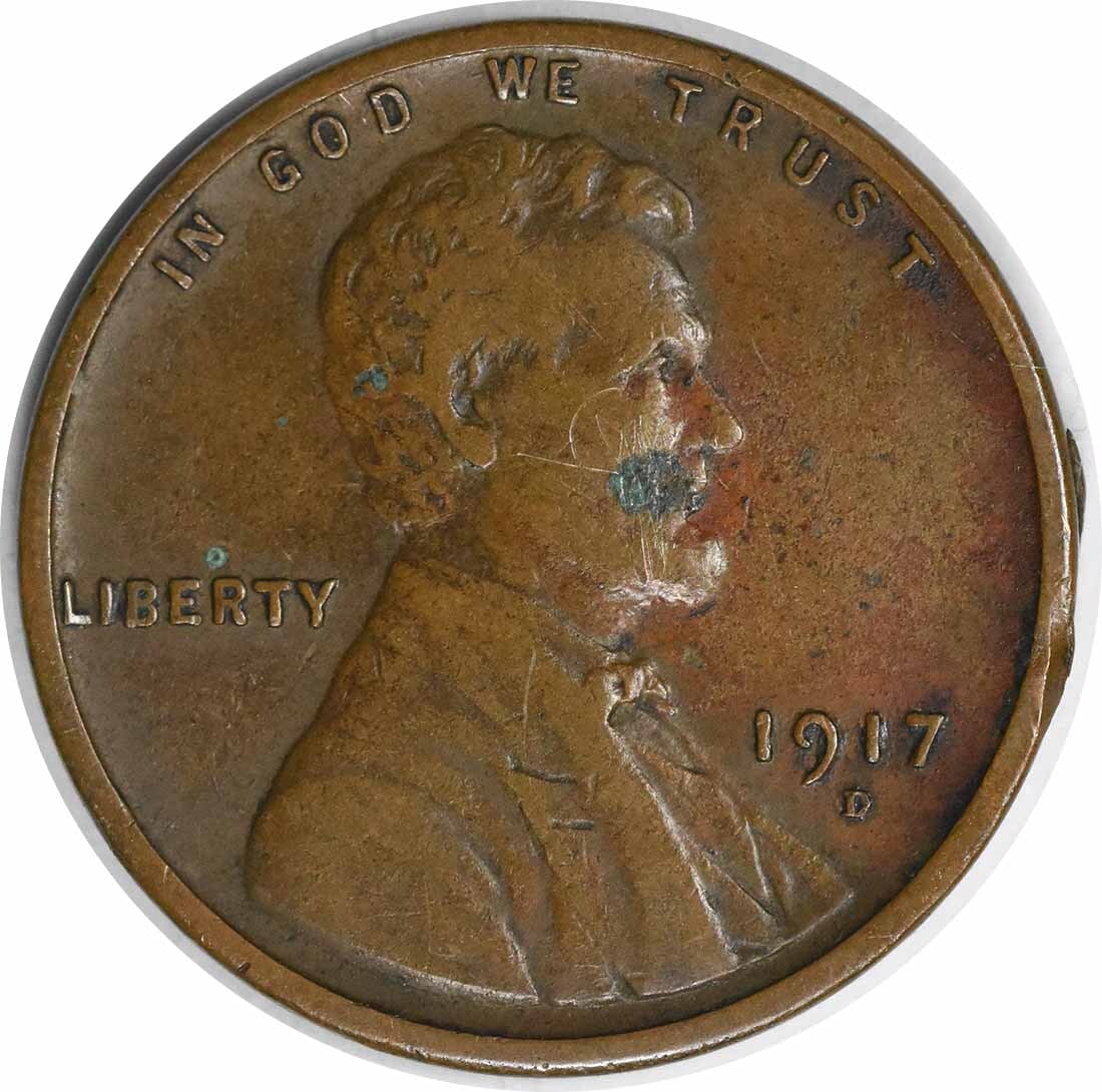 1917-D Lincoln Wheat Cent Choice BU Uncertified Copper Coin (1 of 2)