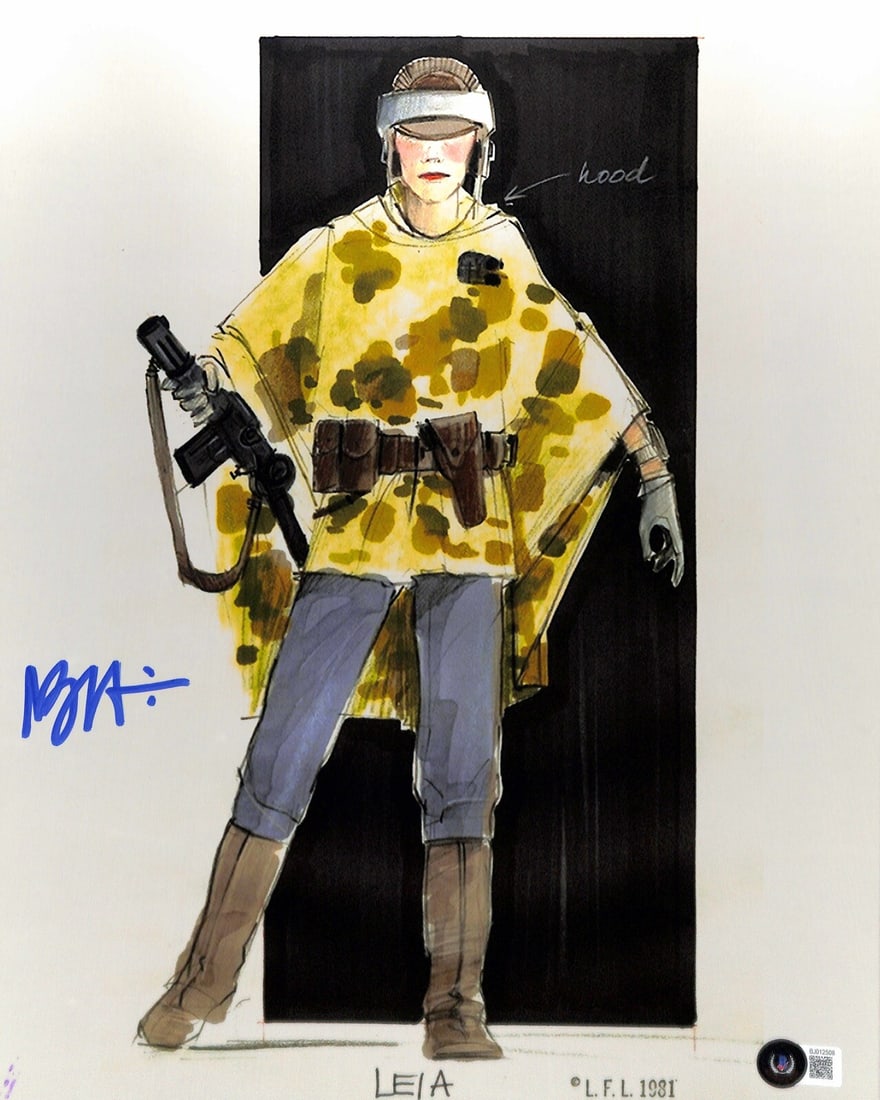 Nilo Rodis-Jamero Signed Princess Leia ROTJ Concept Art 11x14 Photo Beckett Certified: Nilo Rodis-Jamero Signed Princess Leia ROTJ Concept Art 11x14 Photo Beckett Certified This stunning 11x14 color metallic photograph features concept art of Princess Leia from Return of the Jedi, skill