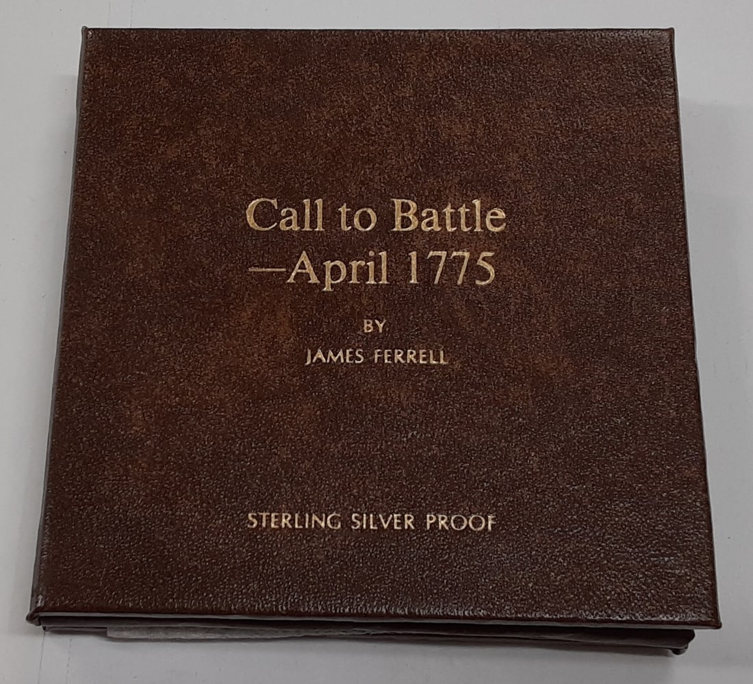 1975 Paul Revere Call to Battle Sterling Silver Proof Medal with Case: 1975 Paul Revere Call to Battle Sterling Silver Proof Medal with Case This 1975 Paul Revere 'Call to Battle' commemorative medal was struck in sterling silver by the Franklin Mint. Presented in gem pr