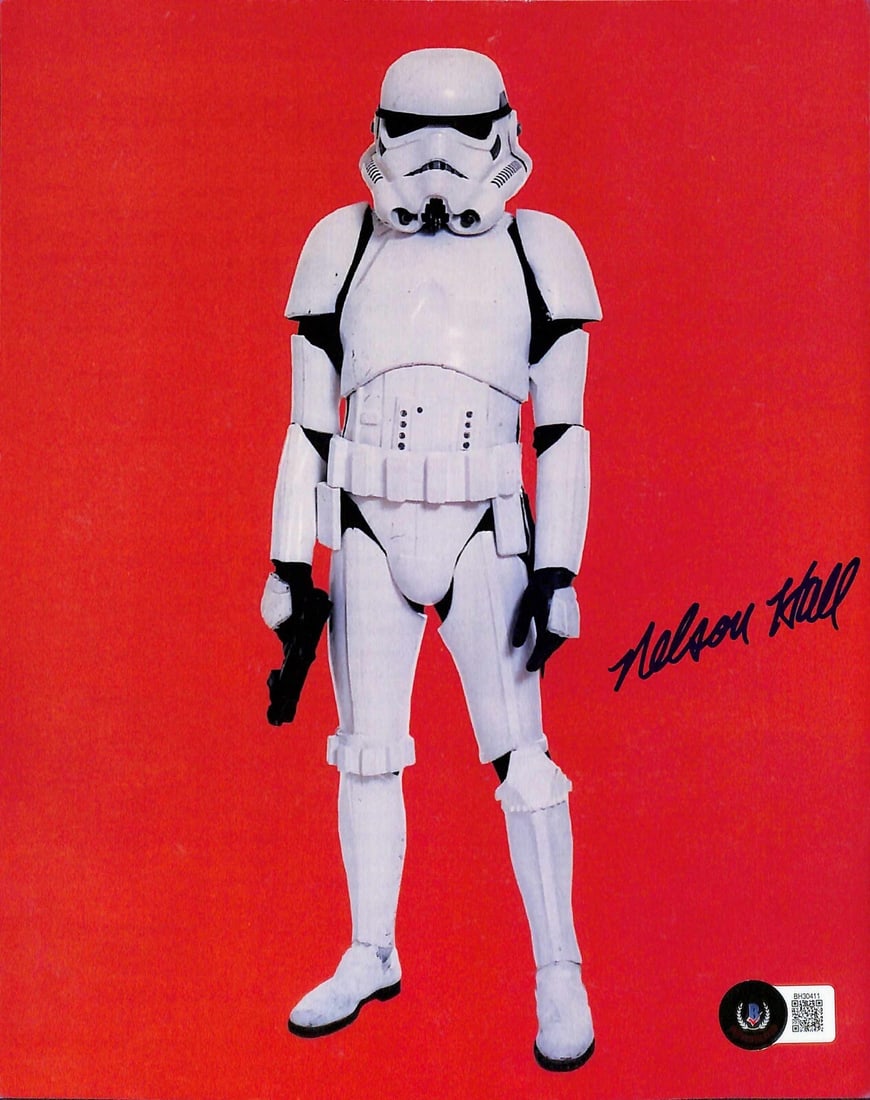Autographed 8x10 Photo Nelson Hall Stormtrooper Star Wars Special Edition Beckett: Autographed 8x10 Photo Nelson Hall Stormtrooper Star Wars Special Edition Beckett This is an autographed 8x10 photograph signed in blue permanent marker by Nelson Hall, who portrayed a stormtrooper in