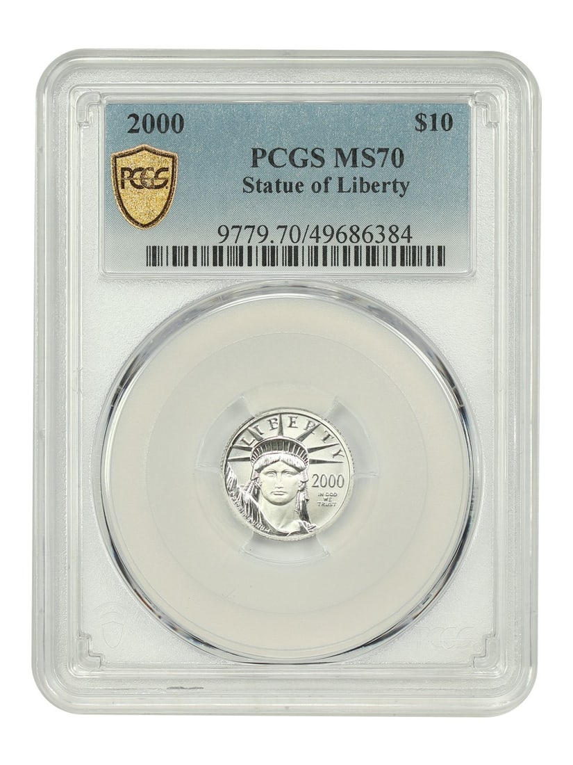 2000 $10 Platinum Eagle PCGS MS70 Statue of Liberty Coin (1 of 4)