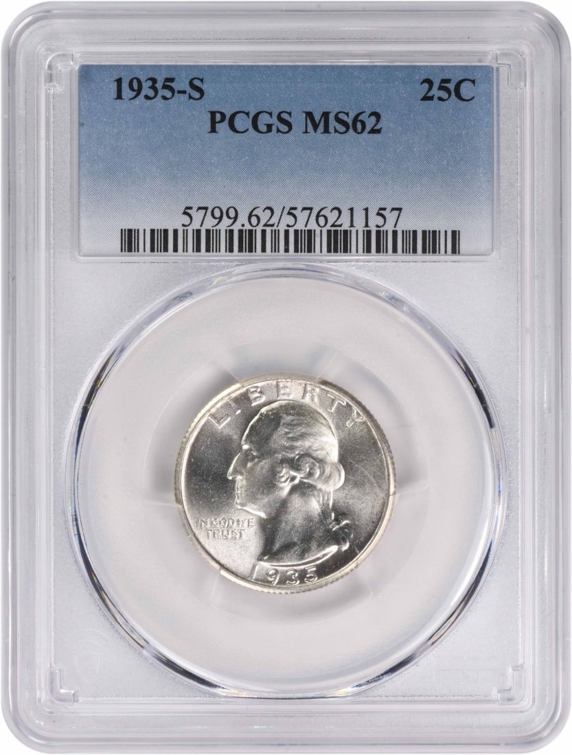 1935-S Washington Quarter MS62 Silver Uncirculated PCGS Certified (1 of 2)