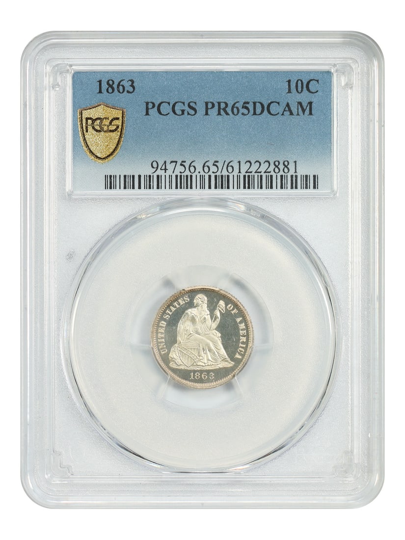 PCGS PR65DCAM 1863 Liberty Seated Dime 10C Proof Philadelphia (1 of 4)