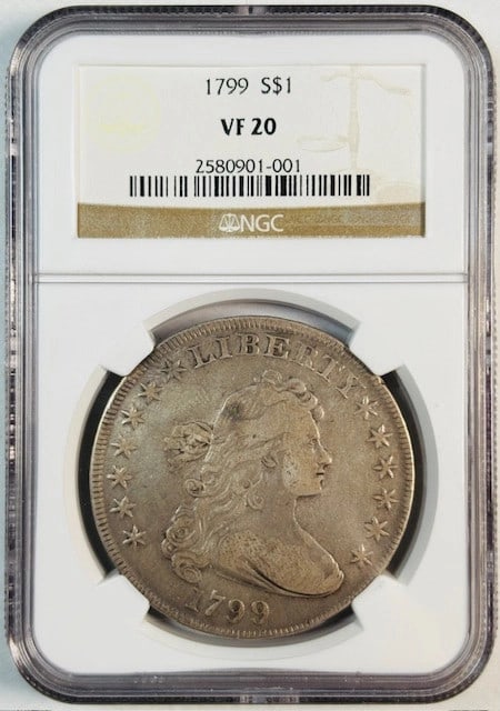 NGC VF-20 1799 Draped Bust Silver Dollar Certified USA Coin (1 of 2)
