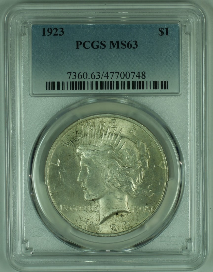 Set of 4 1923 Peace Silver Dollars PCGS MS 63 Certified Uncirculated (1 of 2)