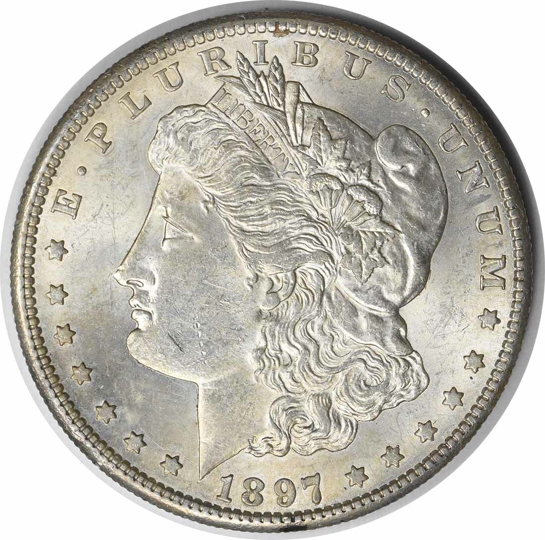 1897-S Morgan Silver Dollar Choice BU Uncertified Silver Coin: 1897-S Morgan Silver Dollar Choice BU Uncertified Silver Coin This 1897-S Morgan Silver Dollar is a stunning example of American coinage, featuring a beautiful design that represents the rich history