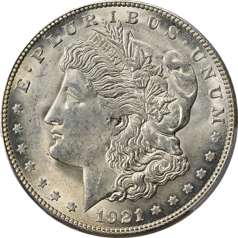 PCGS MS64 1921-S Silver Morgan Dollar United States Uncirculated Coin: PCGS MS64 1921-S Silver Morgan Dollar United States Uncirculated Coin This 1921-S Morgan Silver Dollar is graded MS64 by PCGS and features strong eye appeal, attractive luster, and a crisp strike. The